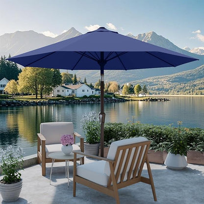 PatioKingdom Auto-Tilt 9FT Patio Umbrella Outdoor with 8 Sturdy Fiberglass Ribs,Market Table Umbrella for Pool,Backyard,Deck and Garden