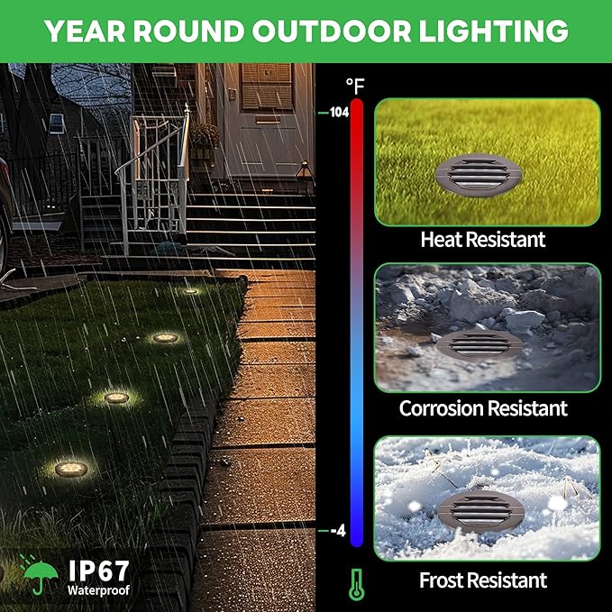 LED Well Light Kit, 6 Pack Low Voltage In Ground Landscape Lights and 100W Transformer and 100FT Cable and 30 Wire Connectors, 12V IP67 Waterproof, Aluminum for Patio Pathway Lawn