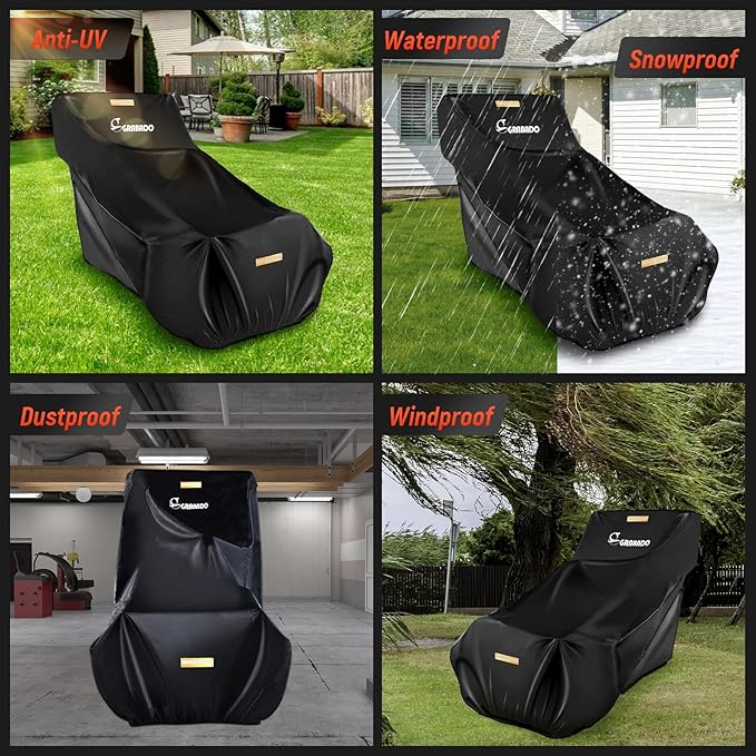 Snowblower Covers Waterproof Outdoor,Heavy Duty 420D Snow Blower Cover with Waterproof Strip,Air Vent,2 Reflective Handles,Windproof Buckle,Large Protective Cover for Gas Snow Thrower Outside Storage