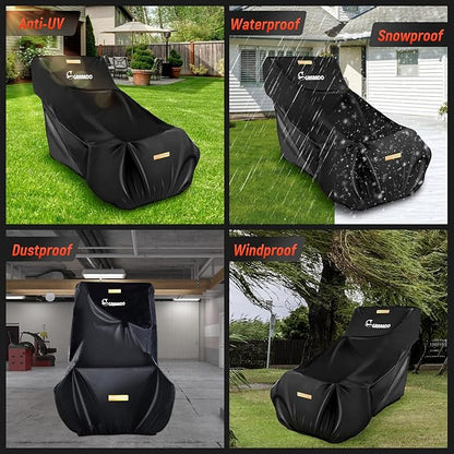 Snowblower Covers Waterproof Outdoor,Heavy Duty 420D Snow Blower Cover with Waterproof Strip,Air Vent,2 Reflective Handles,Windproof Buckle,Large Protective Cover for Gas Snow Thrower Outside Storage