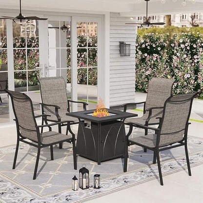 HERA'S HOUSE Premium Patio Dining Chair of 2, Rust Resistant Outdoor Chair with Textilene Padded Seat, Supports up to 350lbs with Comfort and Durability for Lawn Kitchen Garden Backyard
