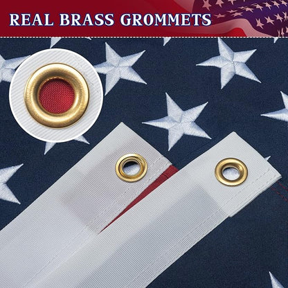 American Flag 10x15 Ft Indestructible Outdoor, Longest Lasting, Heavy Duty, TearProof Polyester, Fade Resistant, High Wind US Outside Flags with Embroidered Stars, Sewn Stripes, Brass Grommets