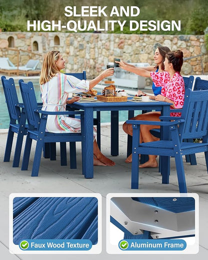 YEFU Outdoor Patio Dining Sets: All Weather 12 Piece Dining Table Set for 10 with Umbrella Hole & Aluminum Frame - Outdoor Furniture Patio 2 Table and 10 Chairs for Outside Backyard/Porch/Deck Blue