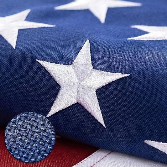 American Flag for Outside 6x10 Ft - TearProof Series Outdoor US Flags - Long Lasting, Fade Resistant - Thick Spun Polyester USA Banner - High Wind - Embroidered Stars, Sewn Stripes, Brass Grommets
