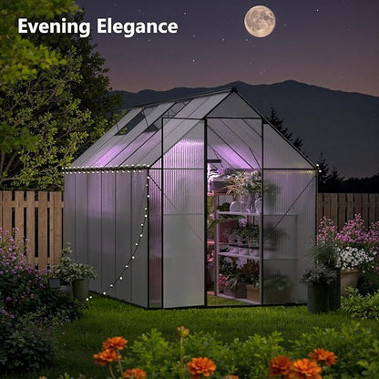 Green House for Outside, Greenhouse for Outdoor, Backyard Green House, Walk-in Garden Greenhouse, Heavy Duty Polycarbonate Greenhouses 6x12