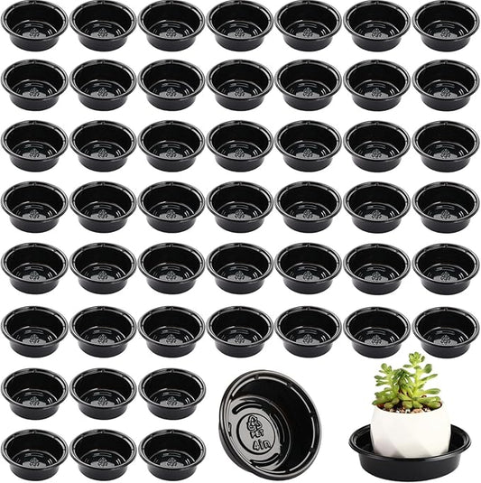 Plant Saucer 50 Pack Plant Trays for Pots 4 Inch Plastic Plant Saucers for Outdoors and Indoors Drip Trays for Potted Plants Flower Pot Plates to Catch Water Plant Drainage Dishes No Holes, Black