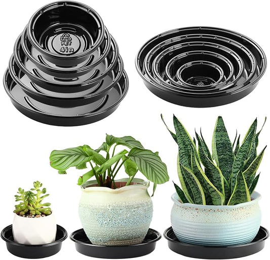 Plant Saucer 30 Pack Plant Trays for Pots 4/6/8/10/12 Inch Plastic Plant Saucers for Outdoors & Indoors Black Drip Trays for Potted Plants Flower Pot Plates to Catch Water Drainage Dishes No Holes