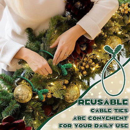 Shappy 36 Pieces Christmas Garland Banister Ties Christmas Decorative Reusable and Flexible Twist Ties for Garland, Banister Home Decoration (Green)