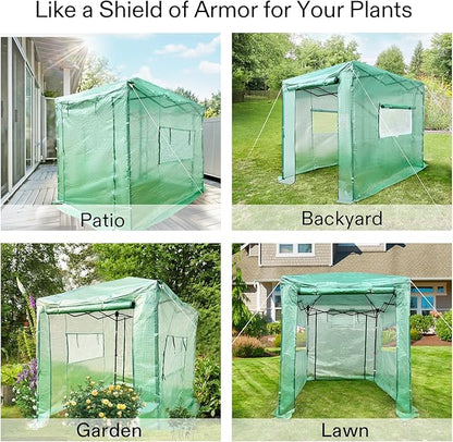 VIVOSUN 8'x6' Portable Walk-in Greenhouse with PE Cover, Instant Pop-up and Walk-in Folding, Roll-Up Zipper Entry Doors and 2-Side Viewing Windows, Easy Setup for Plants Outdoor