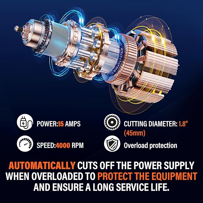 MAXLANDER 15-Amp Electric Wood Chipper, Shredder Mulcher with 50L Collecting Bin, 1.8-Inch Cutting Diameter for Mulching, Composting and Yard Cleanup 15:1 Reduction