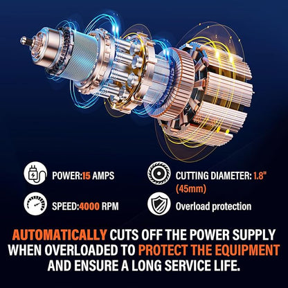 MAXLANDER 15-Amp Electric Wood Chipper, Shredder Mulcher with 50L Collecting Bin, 1.8-Inch Cutting Diameter for Mulching, Composting and Yard Cleanup 15:1 Reduction