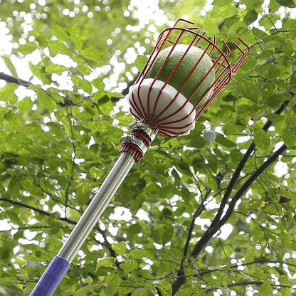 DIIG 8 Foot Fruit Picker Tool with Stainless Steel Pole, Picking Equipment for Lemons, Apples, Guavas, Avocados, Pears, Mangoes, Oranges