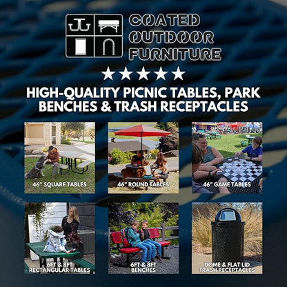 COATEDOUTDOORFURNITURE Heavy-Duty Portable Outdoor Kids Table with Umbrella Hole, Expanded Metal Kids Picnic Table, Commercial-Grade, Made in America (46 in, Square, Childrens, Dark Green)