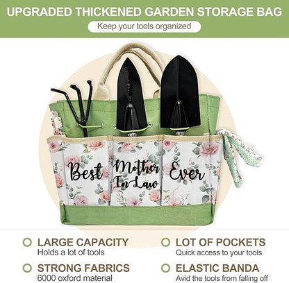 Mother in Law Gifts, Garden Kit Mother in Law Gifts from Daughter in Law Floral Gardening Tool and Durable Garden Tools Organizer Bag, Gardening Set for Women, Plant Lover Christmas Birthday Present