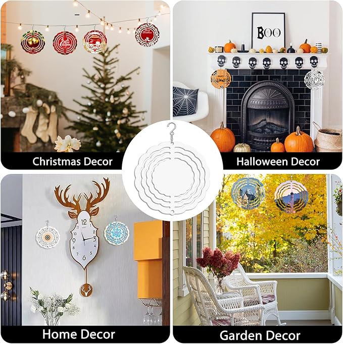 5 Pack 3 inch Sublimation Wind Spinners Blanks Wind Spinner Sublimation Blank Bulk 3D Aluminum Metal Wind Spinners for Yard and Garden Indoor Outdoor Window Porch Front Door Decoration Round