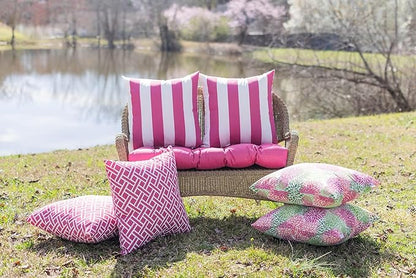 RSH DECOR: Lumbar Throw Pillows Set of 4 | 20” x 12" | All-Weather Spun Fabric | Water and Fade-Resistant | Outdoor Support Pillows for Patio Furniture | Livi Courtyard Floral
