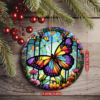 Colorful Ceramic Butterfly Christmas Ornaments - Butterfly Lovers' Gift, Christmas Decor & Tree Ornaments