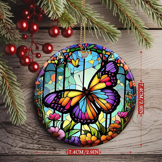 Colorful Ceramic Butterfly Christmas Ornaments - Butterfly Lovers' Gift, Christmas Decor & Tree Ornaments