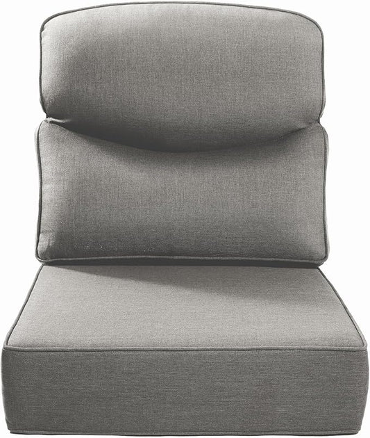 Luxury 24x24x6 Inch Smile Outdoor Cushions - 1 Set Deep Seat Water-Resistant Patio Furniture Replacement Cushion for Wicker Rattan Wood Metal Chair Glider Rocker Loveseat Sofa - Grey