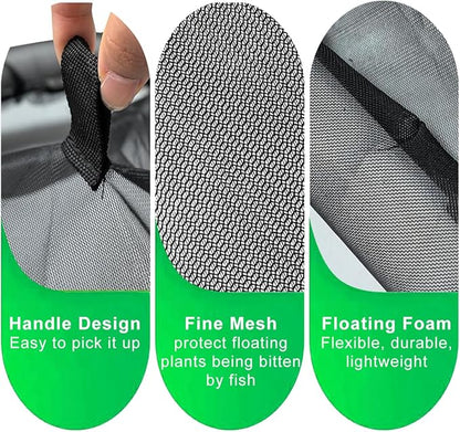 Floating Flora Fish Barrier 25.6" Round Floating Island Plant Protector, Pond Protectors Floating Net, Black Floating Pond Planter for Your Home Pond Protects and Garden Water Features Pond Decor