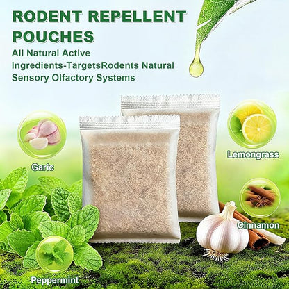 15 Pack Mouse Repellent Pouches, Natural Peppermint Oil Rodent Repellent Pouches for Mice, Squirrel, Rats, Roaches, Ant, Spiders and Other Pests, Indoor & Outdoor Use