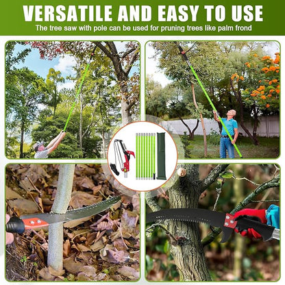 Tree Pruner Pole Saw for Trimming, 7.3-27ft Manual Extendable Tree Trimmer, Ideal for Palms and Shrubs