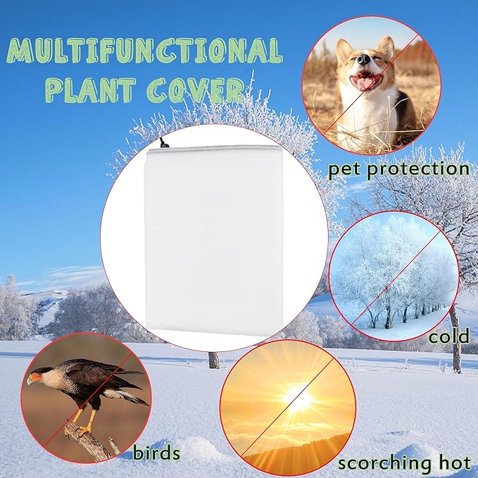 2 Packs Plant Cover, 7 Ft x 6 Ft Frost Winter Protection Tree Wrap Bag, Cold Weather Protection Cloth Cover Outdoor for Growing Season Extension and Freezing Protection