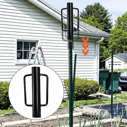TOPZEA Fence Post Driver, 12LB Heavy Duty T Post Pounder with Ergonomic Handle, 2.7" Inner Dia Steel Posts Hole Diggers Hand Rammer Tool for T Posts, U Channel, Garden& Farm Fencing, Black