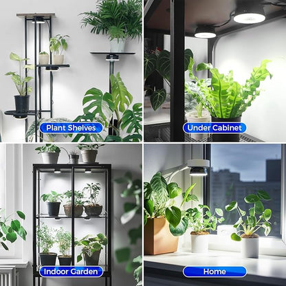 Barrina Orbgrow OG09 Puck LED Grow Light, 5000K 9W(135 Watt Equiv), Plant Lights for Indoor Plants Full Spectrum, Magnetic & Linkable, Small Grow lamp, Perfect for Plant Shelf, 1 Pack, Black