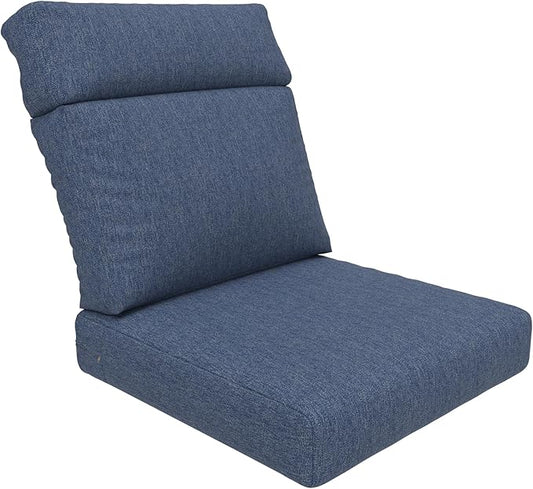 Covers & All Olefin Rectangle High Back Chair Cushion, 420 Denier Supportive Foam Seat and Poly Fill Back Outdoor High Back Chair Cushion, Water and for Patio High Back Chair Cushions