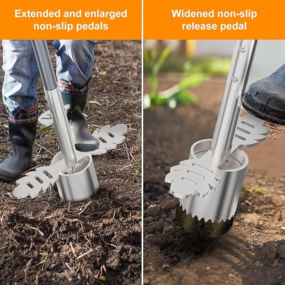 Sod Plugger Tool, Bulb Planter Tool with Stainless Steel Sharp Serrations, Grass Plugger Tool and Turf Cutter with Anti-slip pedal – Garden Tools and Yard Tools for Zoysia, Bermuda and More Plants