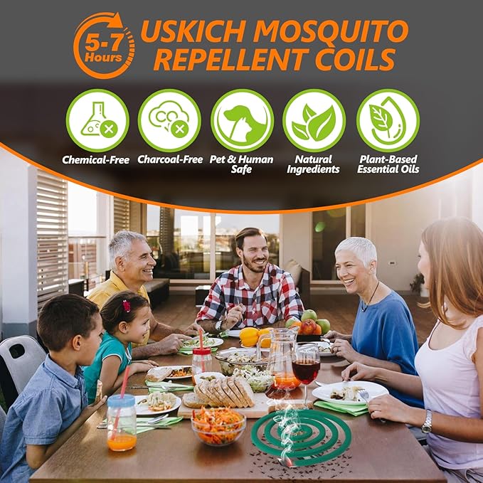 Mosquito Repellent Coils -Mosquito Repellent Outdoor Patio Fresh Scent,Use Reaches Up to 10 feet, Each Mosquito Coils Burns for 5-7 Hours (Contains 40 coils & 4 Stands)
