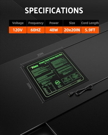 iPower 20" x 20" Waterproof Durable Seedling Heat Mat Warm Hydroponic Plant for Indoor Gardening Germination Starting