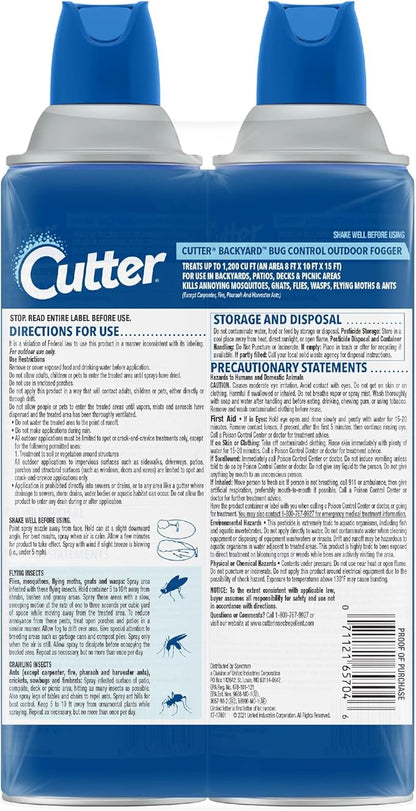 Cutter Backyard Bug Control Outdoor Fogger (2 Pack), Kills Mosquitoes, Fleas & Listed Ants, 16 fl Ounce