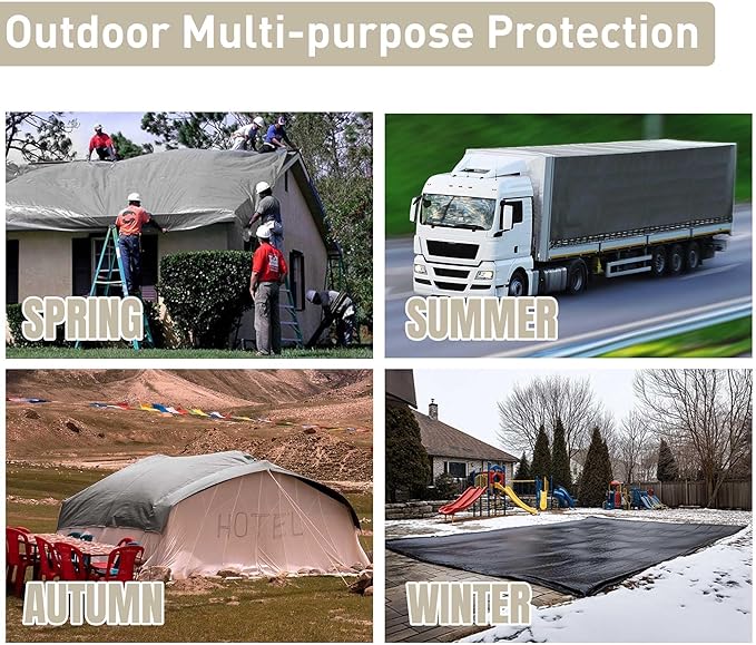 Yescom 16x20 Ft 10 Mil Poly Tarp Protective Cover Tarpaulin Heavy Duty Reversible Silver Black Tarps