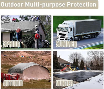 Yescom 16x20 Ft 10 Mil Poly Tarp Protective Cover Tarpaulin Heavy Duty Reversible Silver Black Tarps