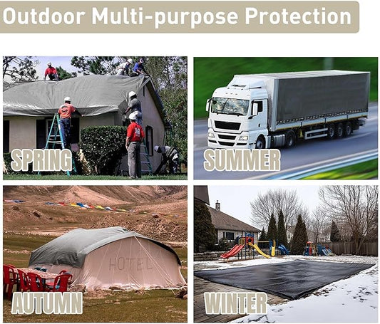 Yescom 12x20 Ft 10 Mil Poly Tarp Protective Cover Tarpaulin Heavy Duty Reversible Silver Black Tarps
