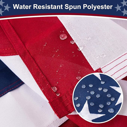 American Flag 10x15 ft Heavy Duty TearProof Series, All Weather High Wind US Flag, Premium Spun Polyester with Embroidered Stars, Sewn Stripes, Brass Grommets for Outdoor Use
