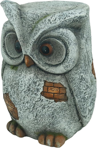 13‘’H Owl Statue Garden Owl Stool MGO Outdoor Decor Statue Decorative Sculpture Stool Plant Stand for Home Decor Yard Patio Garden Statues,Grey