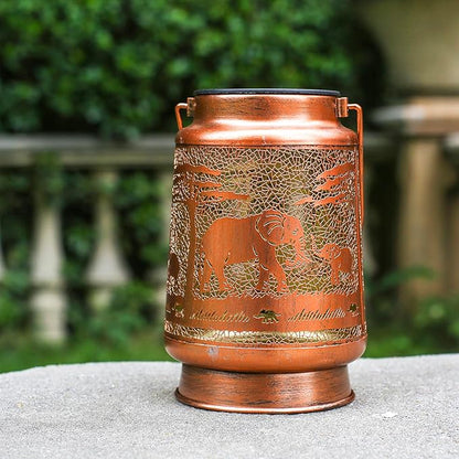 Elephant Solar Lanterns Outdoor Waterproof Hanging Solar Lights Elephant Gifts for Women Men Metal Decorative LED Lanterns for Yard, Patio, Lawn, Tabletop, Pathway, Landscape, Garden Decor