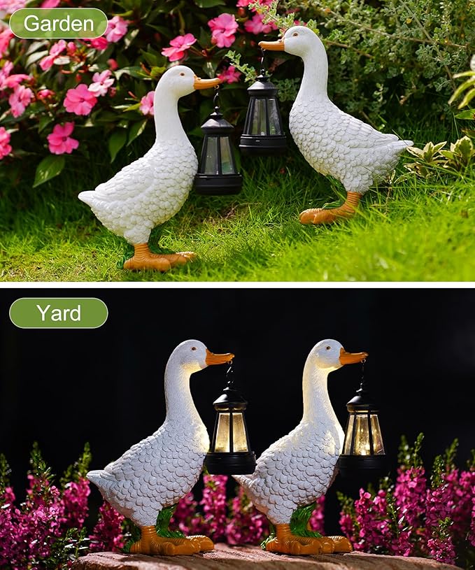 Nacome Solar Goose Outdoor Statues for Garden: Porch Decor with Warm Lantern Clearance for Outside Yard Art Lawn Ornaments Patio Balcony - Gifts for Grandma Mom Women