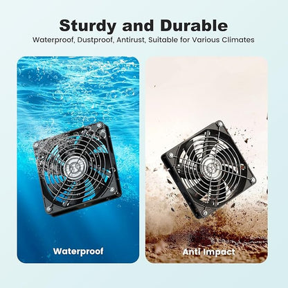 New 5.5" Solar Fan 3 Kit, 35W Solar Powered Exhaust and Intake Greenhouse Fan Outdoor Waterproof, 16.5ft Cord, Strong Airflow, for Chicken Coop Shed Pet House Air Circulation and Ventilation