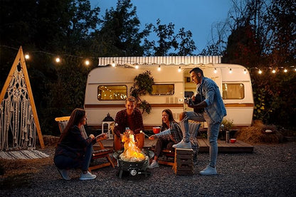 Flame King Smokeless Propane Fire Pit, 19-inch Portable Firebowl, 58K BTU with Self Igniter, Cover, & Carry Straps for RV, Camping, & Outdoor Living