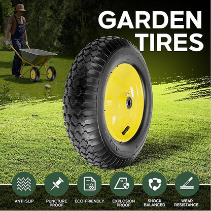Taifa 2 PCS 16" Pneumatic Rubber Replacement Tires and 4.80/4.00-8" Wheels with 5/8" Bearings, Inflated Air Wheel for Garden Cart/Hand Truck/Trailers/Dolly/Wheelbarrow/Wagon/Trolley etc.