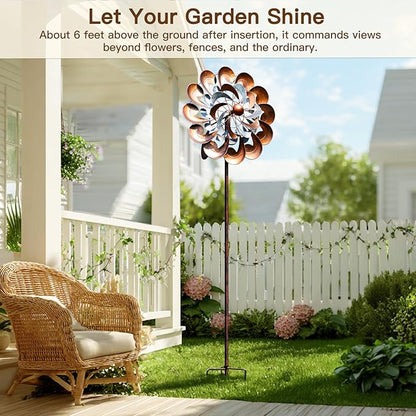Metal Wind Spinner Outdoor, Wind Spinners for Yard and Garden, 84 inch Wind Sculptures & Spinners, Windmill for Yard Art