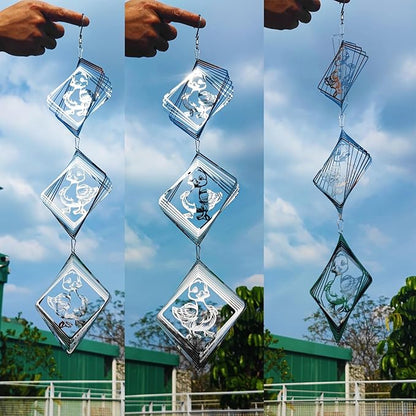 Bird Deterrents for Outside, Reflective Stainless Steel Wind Spinner, Ducks Wind Spinners Outdoor Garden Decor, Bird Scare Devices to Keep Woodpeckers, Pigeons Away from Your House, Patio, Orchards