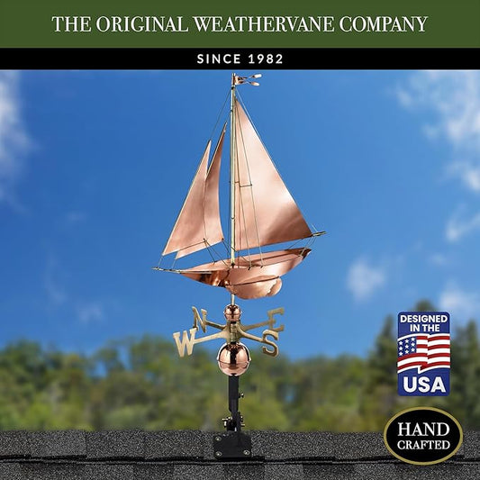 Good Directions Racing Sloop Weathervane, Pure Copper, Boat