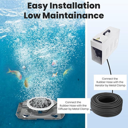 Pond Aerator Pump with Outdoor Cabinet, Touchscreen Displayer Operation, Ventilation Fan for Deep Water Circulation