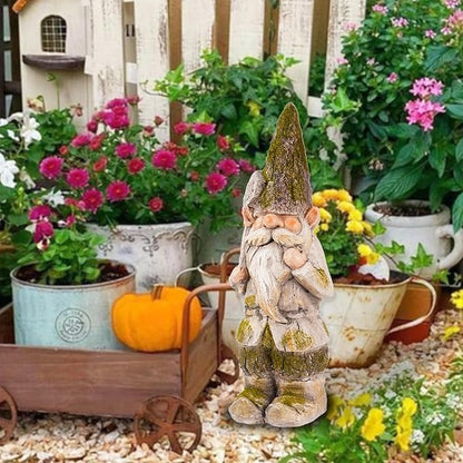 14”H Garden Gnomes Outdoor, Funny Porch Greeter Welcome Gnomes Decorations for Yard Patio Lawn, Resin Gnome Statues for Garden Decor, Unique Christmas Gnome Gift for Women