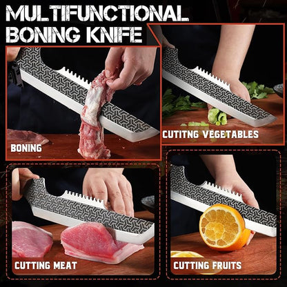 ROCOCO Butcher Meat Cleaver Knife - Boning Knife with Sheath for Kitchen Camping BBQ Birthday Thanksgiving Christmas Gift 8.8"